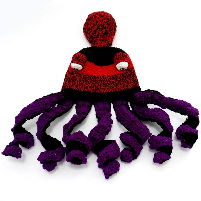 New Creative Hip Hop Octopus Knit Hat – Funny 3D Tentacle Beanie Cap with Cartoon Eyes | Men & Women Halloween Party Couples Skull Cap