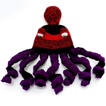 New Creative Hip Hop Octopus Knit Hat – Funny 3D Tentacle Beanie Cap with Cartoon Eyes | Men & Women Halloween Party Couples Skull Cap