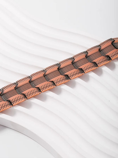  Red Copper Men’s Retro Magnetic Therapy Bracelet – Ultra Wide Three-Row Design for Style & Wellness