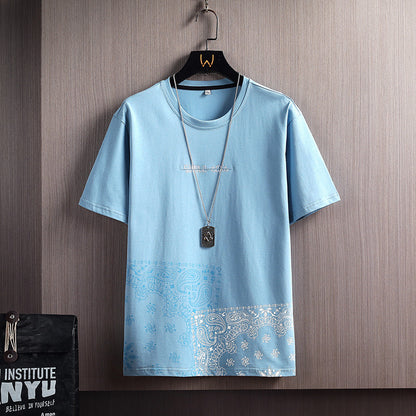 CR8-MODE Short-Sleeved Printed T-Shirt – Geometric Graphic Round Neck Tee for Youth & Adults