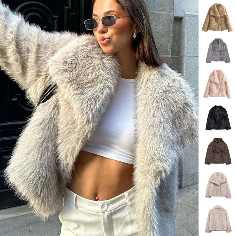 Winter Plush Coat – Women’s Fashion Thicken Lapel Jacket | Casual Long Sleeve Outwear Tops in XS–L | CR8MODE