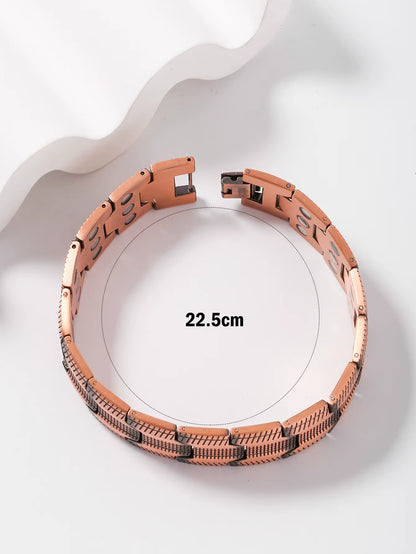  Red Copper Men’s Retro Magnetic Therapy Bracelet – Ultra Wide Three-Row Design for Style & Wellness