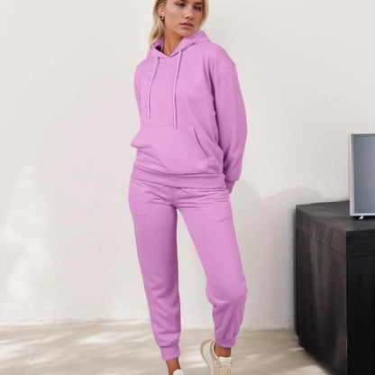 Red Marine Women’s Hoodie Set – Plaid Long Sleeve Two-Piece Outfit for Casual & Street Fashion