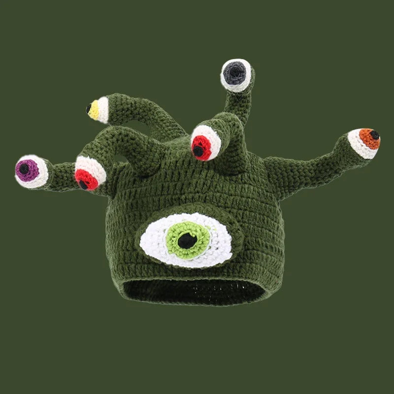 New Creative Hip Hop Octopus Knit Hat – Funny 3D Tentacle Beanie Cap with Cartoon Eyes | Men & Women Halloween Party Couples Skull Cap