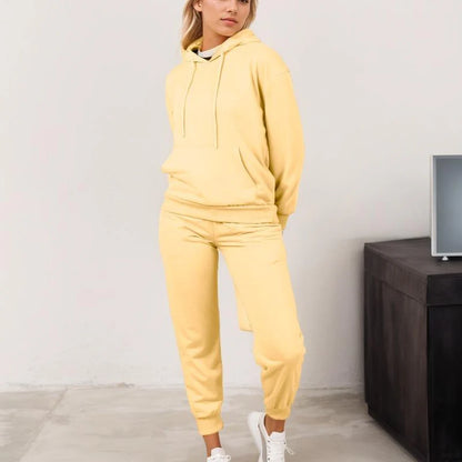 Red Marine Women’s Hoodie Set – Plaid Long Sleeve Two-Piece Outfit for Casual & Street Fashion