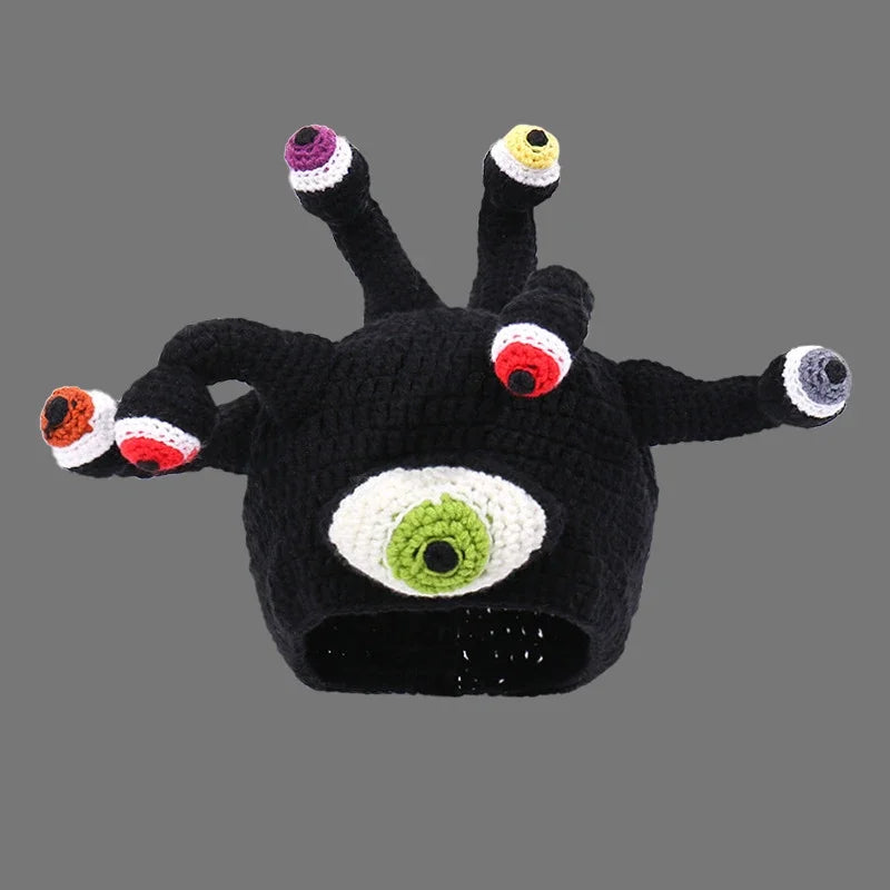 New Creative Hip Hop Octopus Knit Hat – Funny 3D Tentacle Beanie Cap with Cartoon Eyes | Men & Women Halloween Party Couples Skull Cap