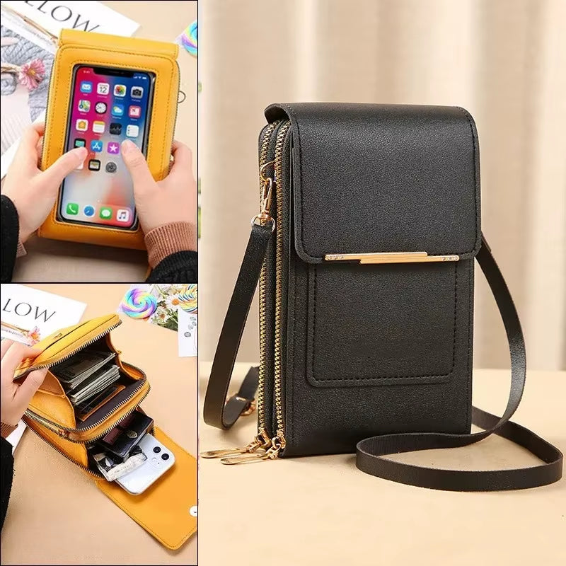 Crazy Bag Fashion Touch Screen Lock Cell Phone Crossbody – Women’s Anti-Theft Leather Mobile Phone & Card Holder Shoulder Bag | CR8MODE