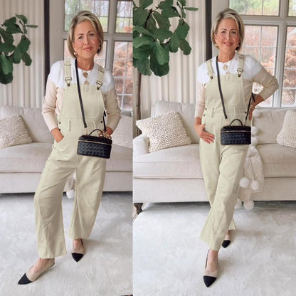  Women’s Corduroy Overall Barrel Wide-Leg Bib Pants – Adjustable Romper Jumpsuit with Pockets for Fall & Winter