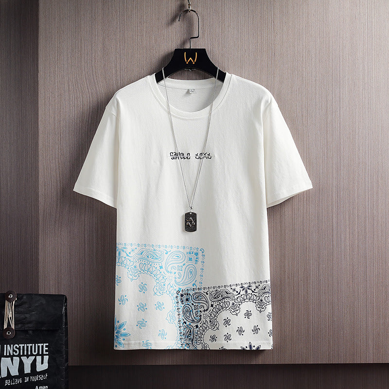 CR8-MODE Short-Sleeved Printed T-Shirt – Geometric Graphic Round Neck Tee for Youth & Adults